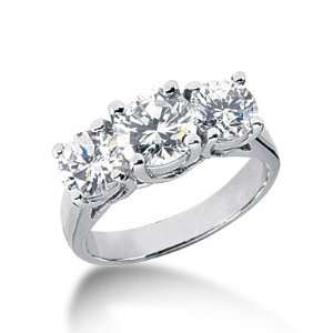  2.75 Ct Diamond Engagement Ring Round Prong Three Stone 