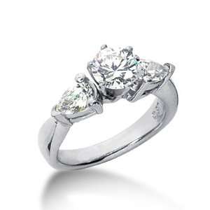  2.5 Ct Diamond Engagement Ring Pear Prong Three Stone 14k 