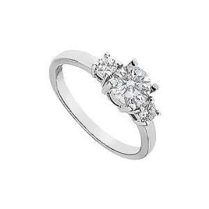  Three Stone Diamond Engagement Ring  14K White Gold   1 