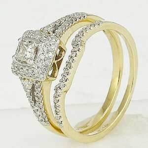 14k Yellow Gold Round Diamond Ladies Bridal Ring Engagement Matching 