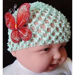 Tanday Red Butterfly Baby Girls & Toddler Beanie & Hat With Bohemian 
