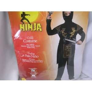  Ninja Child Halloween Costume Medium Size 8 10 Black/Gold 