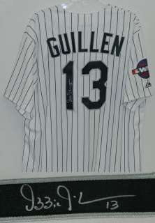 OZZIE GUILLEN Signed White Sox White Pinstripe Majestic Jersey w/05 WS 