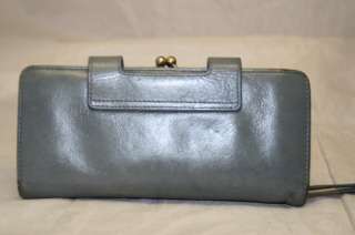   MODEL NANCY LEATHER FRAMED BLUE ORGANIZER CLUTCH WALLET ,  