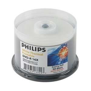  400 Philips 16X DVD R 4.7GB White Thermal Hub Printable 