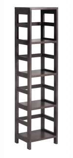 Leo Contemporary Book Shelf with 4 Tier Bookcase Espresso Composite 