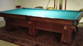 Brunswick Arcade Vintage 10 Ft. Pool Table 6 Legs Mother Of Pearl 