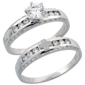 925 Sterling Silver 2 Piece CZ Engagement Ring Set, 3/16 in. (5mm 