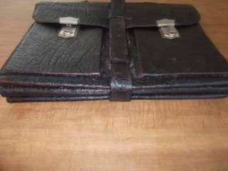 Vtg Antique Black Leather Lawyer Doctor Legal Medical Bag Carrier Old 