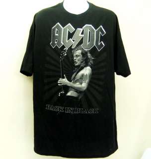 Mens T Shirt ACDC Back In Black Angus Young Rockin 2XL  