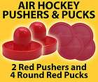 Air Hockey Handles+4 Red Pucks Table Hockey Pushers