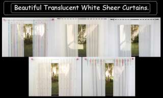 Girls Hanging Stars Multicolor White Sheer Curtain Set  