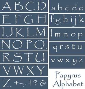 Primitive Stencil~Alphabet Papyrus~Letters Upper and Matching 