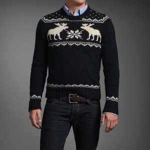   Abercrombie & Fitch Moose Gothics Mountain Knit Sweater Blue RTL$200