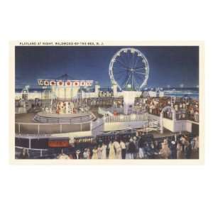 Night, Amusement Park, Wildwood by the Sea, New Jersey Giclee Poster 