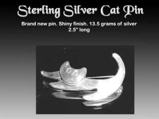 Sterling Silver CAT Pin New  