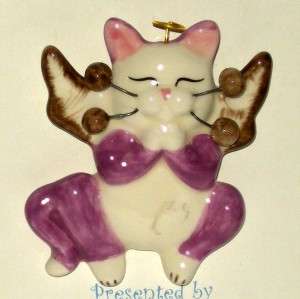 WHIMSICLAY ANGEL FACE CAT PIN LACOMBE HALO & WINGS  
