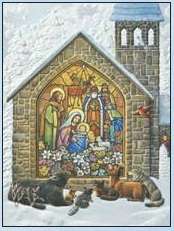   Embossed Christmas Cards Animals look Church Window Luke 214  