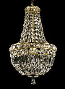 Antique Crystal Empire Chandelier Pendant Light Restored Vintage Brass 