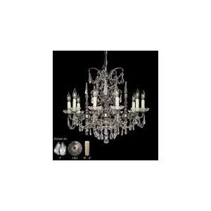   Chandelier in Antique White Glossy with Golden Teak Strass Pendalogue