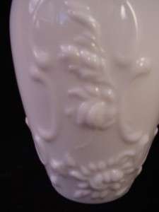 Vintage Fenton Milk Glass Embossed Vase  