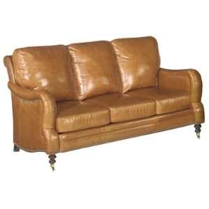   Style Leather Sofa w/ Decorative Antique Brass Nailhead Trim Home