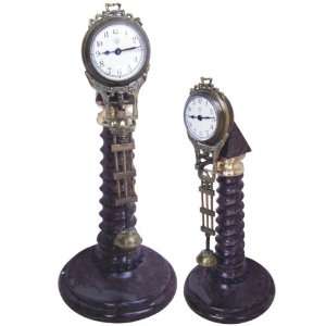 Antique decorative marble & copper mantle pendulum clock 