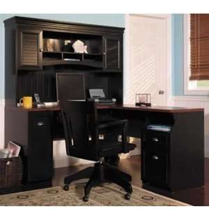   Black Antique Computer Desk with Included Hutch