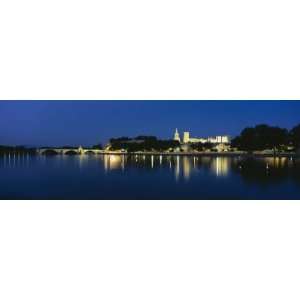  Arch Bridge Lit Up at Night, Avignon Bridge, Rhone River 