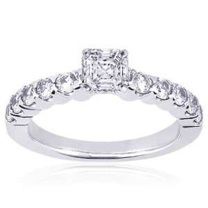  1.50 Ct Asscher Cut Diamond Engagement Ring Pave Setting 