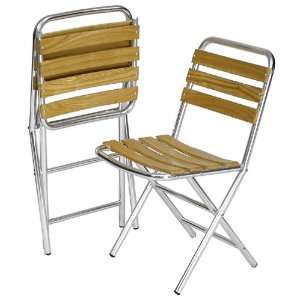  Astonica 07878 Aluminum & Wood Folding Bistro Chairs, Set 