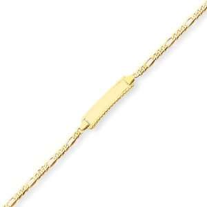   Figaro Link Baby Child ID Bracelet in 14k Yellow Gold Jewelry