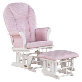 Shermag Alexis Glider Rocker Combo White with Pink Dot Twill.Opens in 