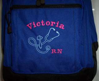 Nurse Nursing Backpack book bag PERSONALIZED New Royal Blue RN CNP 
