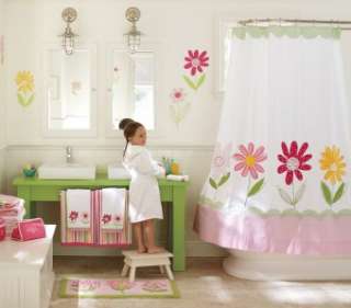 New Pottery Barn Kids Daisy Shower Curtain Rug & Washcloths Sold Out 