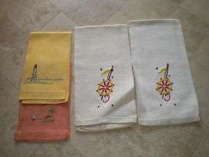 Vintage Fingertip Towels Napkins Sailing Boating Lighthouse Nautical 