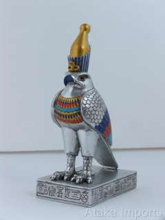 EGYPTIAN HORUS THOTH BIRD FIGURINE/STATUE. SILVER TONE  