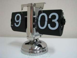 Black Modern Retro Single Stand Auto Flip Desk Clock
