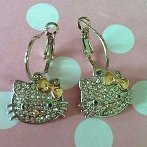 Bling hellokitty jewelry CRYSTAL womens earrings  
