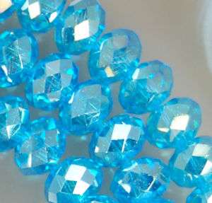 4x6mm Faceted Blue AB Crystal Rondelle Beads 100pcs  