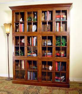 Solid Oak Manor Bookcase 12 Door Bookshelf Large  
