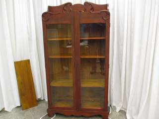 Antique Victorian Style Bookcase w Shelfs & Glass Doors  