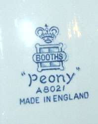 Booths Blue White Peony A8021 Teacup & Saucer Set  