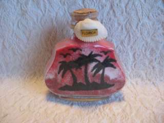 Florida Souvenir Red Sand Art Bottle Palm Trees Birds  