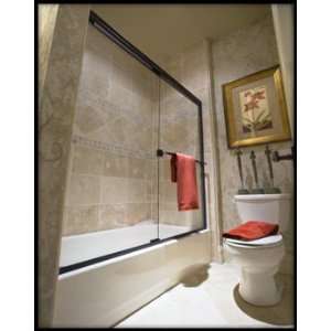  Semi Frameless Tub Shower Enclosure Clear Glass , Antique 