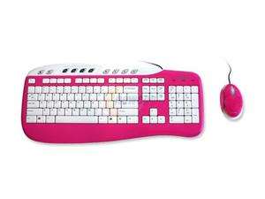   Pink 104 Normal Keys 10 Function Keys Ergonomic Keyboard & Mouse Combo