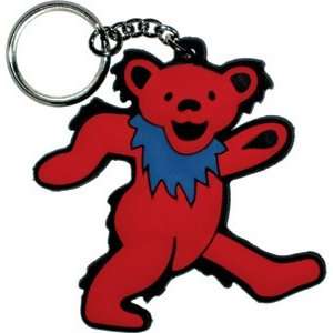    THE GRATEFUL DEAD DANCING BEAR RED RUBBER KEYCHAIN