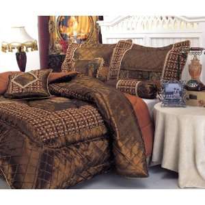  7Pcs Cal King Chenille Bedding Comforter Set Coffee