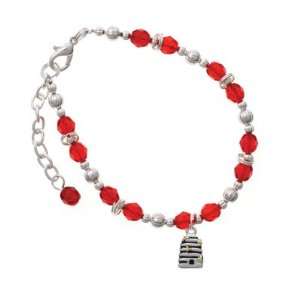   Beehive with 4 Bees Red Czech Glass Beaded Charm Bracelet [Jewelry