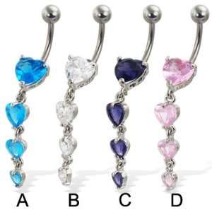  Dangling hearts belly button ring Jewelry
